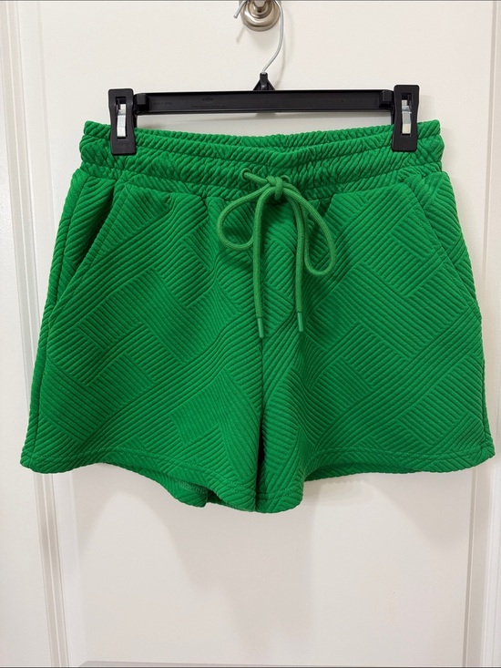 See And Be Seen Pants - Green Quilted Drawstring Athletic Shorts - Women